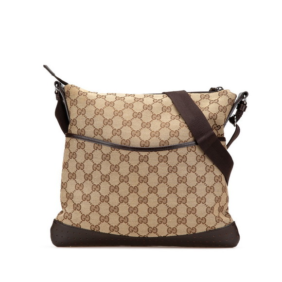 Gucci Beige Canvas Brown Leather GG Crossbody - Picture 1 of 8